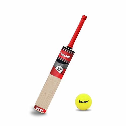 THE VILLAIN Sturdy Wooden Tennis Cricket Bat | Full Size Bat + Ball | Ultimate Choice for The Elite Players | Lightweight and Durable | (Pack of 2) (B0CFDRYLL4) Amazon Price History, Amazon Price Tracker