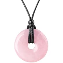 weryerker Handmade 30mm Donut Donut Pendnat Reiki Chakra Pendant Necklace Lucky Coin Crystal Necklace with Adjustable Chain