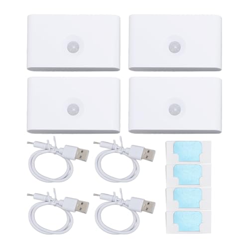 Fafeicy Luce Notturna a LED con Sensore di Movimento, 4 Pezzi Magnetica 2700K Bianco Caldo Tipo C Illuminazione Interna Ricaricabile per Corridoi, Scale e Percorsi della Camera da