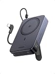 UGREEN 10000mAh Qi2 15W Magnetic Power Bank, 30W Built-in Cable with Stand | Battery Pack Power bank With15W Wireless & USB-C 30W PD Fast Charging for Iphone 17-12 Series, Small and Portable