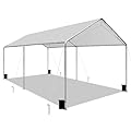 Heavy Duty 10 X 20 Ft Easy to Assemble Metal Car Canopy Shelter with Reinforced Steel Cables, Outdoor Portable Garage for Car, Boat Tent, Light Grey