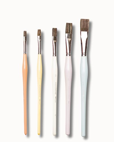 Image of Stationerie Paint Brush Set Handmade Soft Aqua Synthetic Hair with Stainless Wire Ideal for Art Paint, Watercolor, Quill, Oil Acrylics, Artists Brush Set (Flat Candy)