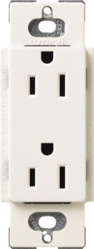 Lutron 15 Amp Tamper-Resistant Duplex Receptacle, SCRS-15-TR-BI, Biscuit