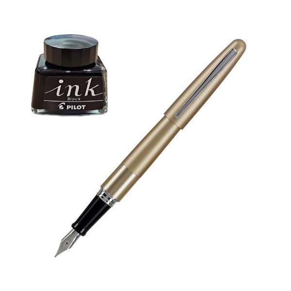 Tipo: penna stilografica Pilot MR1 - Penna stilografica in metallo, media con flacone d\'inchiostro nero da 30 ml