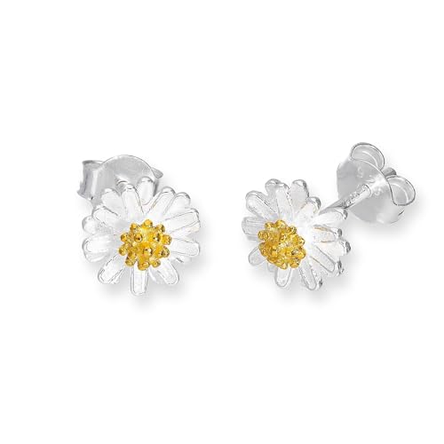 Boucles d'oreilles marguerites en argent 925 émail puce d'oreilles fleur