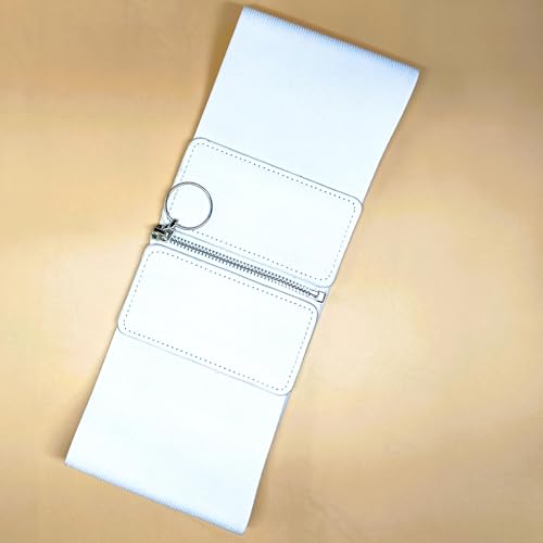LET'S SHOPPING Women's Elastic Waist Belt for Women Dresses Round Locket Design Stretchy Corset Chain Closer Belt (White, 26 to 36 inches)3