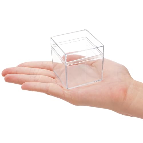 Okllen 36 Pack Acrylic Boxes with Lid, Clear Square Cubes Treat Gift Boxes Candy Storage Container for Candy, Little Trinkets, Jewelry, Party Favor, 2''x2''x2''/5x5x5CM