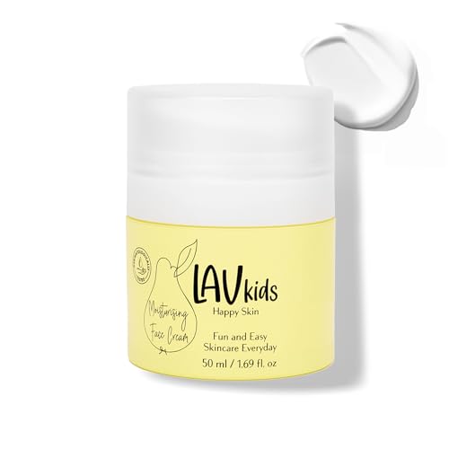 Lav Kids Face Moisturiser with Jojoba Oil, Sweet Almond Oil and Shea Butter 50ml, Gentle Kids and Baby Moisturiser Cream, Dermatologically Tested Face Cream for All Skin Types
