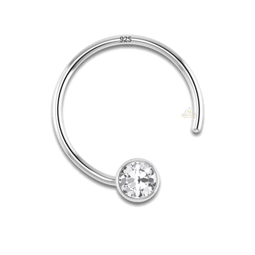 Image of SJ SHUBHAM JEWELLERS 92.5-925 Sterling Silver Round Shape White Cubic Zirconia Prong /Cup Setting Nose Pin Stud for Women Girls Size 2MM 3MM Size Pure Silver