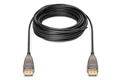 Digitus Displayport Aoc Cavo Ibrido In Fibra Ottica - Displayport 1.4 - 8K/60Hz - UHD-II - Contatti Dorati - 15M - Nero - 5