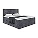 MEBLINI Boxspringbett mit Bettkasten - Gepolstert Doppelbett mit Matratze und Topper - Polsterbett mit Stauraum - Bett mit Kopfteil - Stauraumbett - Puro - 200x200 - H3/Dunkelgrau Samt