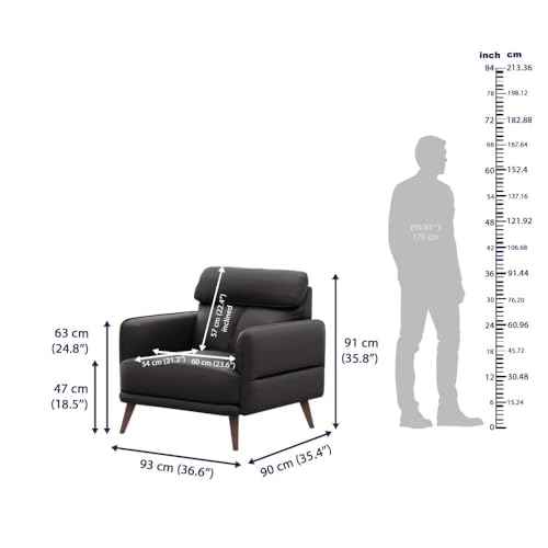 Image of Wakefit Sofa Set | 5 Year Warranty | Sofa 1 Seater, 1 Seater Sofa for Living Room, Wooden Sofa Set, Single Seater - Azores(Robin : Black)