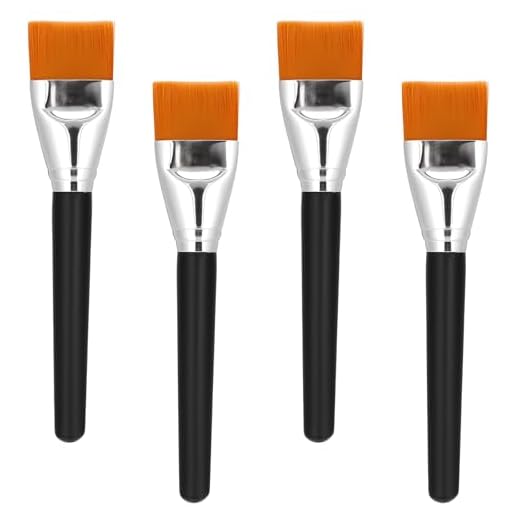 Pincel de tinta, 4 pincéis planos e brilhantes, grandes pincéis de pintura de base artesanais com cabo de madeira para pincéis de máscara facial corporal de óleo acrílico