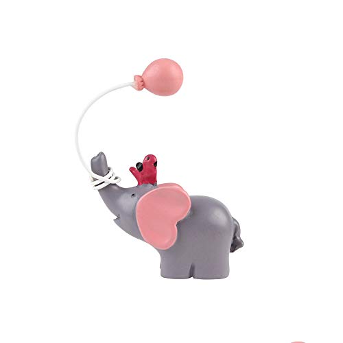 Ercadio Resin Little Elephant Cake Topper With Balloon Bird Baby Shower Girl Birthday Party Desktop Cake Decoration Pink 1 Pcs #TOP18