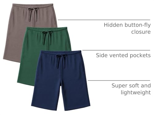 Image of Andrew Scott Men's 3 Pack Soft & Light Cotton Drawstring Yoga Lounge & Sleep Jam Shorts /Jersey Shorts with Pockets
