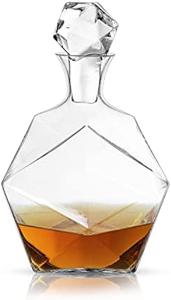 Viski Faceted Whiskey Decanter - Crystal Liquor Carafe, Stylish Barware Set of 1-40 oz