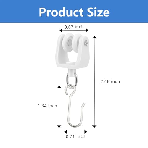 Rodillos de riel de cortina con ganchos flexibles para baño y cocina 3