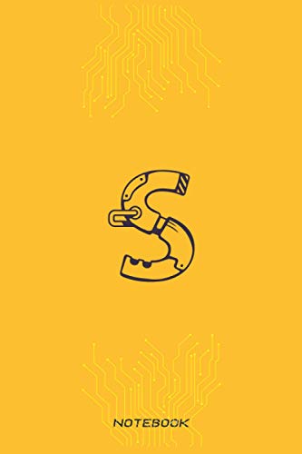 Notebook Mechanical robot style Monogram Initial Letter S: personalized Notebook 6" x 9"/Journal,120 lined pages