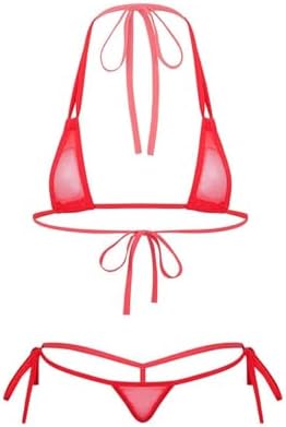 レディース シアー エクストリーム 水着 ビキニ ホルターネック トップ タイサイド マイクロビキニ Tバック セット