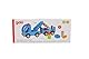 goki 55875 - Kranwagen mit Magnetanhänger, Vielseitiges Holzspielzeug, Nachhaltige Qualität, blau, Förderndes Baufahrzeug ab 3 Jahre, Blauer Krahnwagen und Anhänger