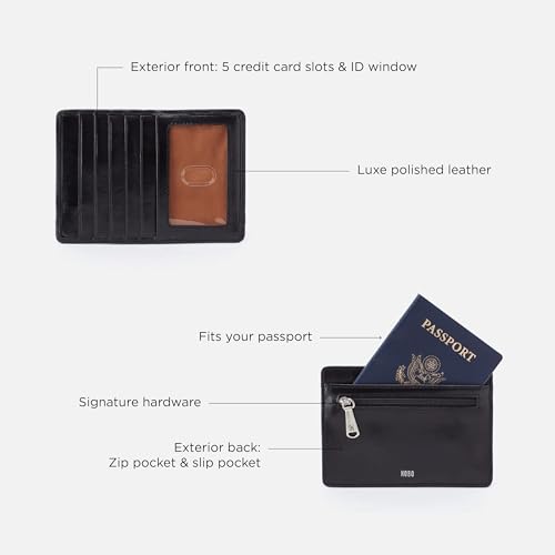 Image of HOBO Euro Slide Leather Wallet with Passport Holder for Travel, Card and Cash Organizer, and Zipper Pocket, Natural
