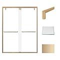 Transolid EBPT608010L-T-CB Eden 56-60 in. W x 80 in. H Semi-Frameless Double Sliding Shower Door Featuring Exclusive TruMotion Soft Close Technology in Champagne Bronze with Low Iron Glass