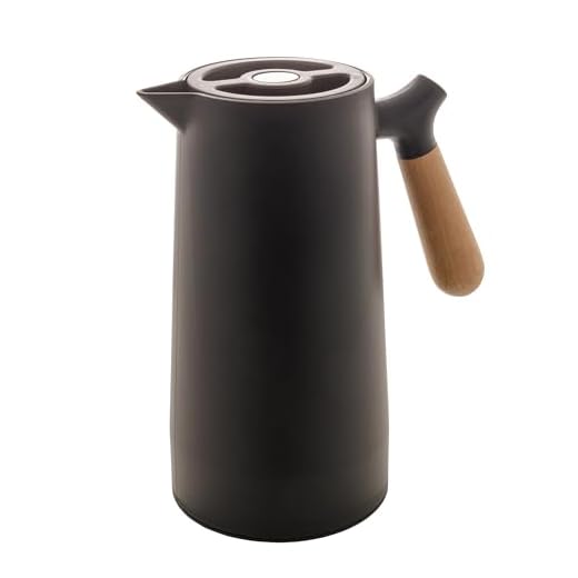 WOLFF Garrafa Térmica de Plástico com Cabo de Madeira New Nórdica 1L Preta - Mesa Posta - Itens Para Casa - Utensílios de Cozinha - Perfeita Para Café e Chá