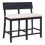 Linon Jordan Wood 25' Counter Height Dining Bench in Dark Charcoal Gray