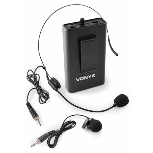 Vonyx BP12 - Ensemble de Microphones de Poche, Idéal pour des Présentations ou des leçons de Sport, Adapté Systèmes UHF, Micro Casque, Micro-Cravate