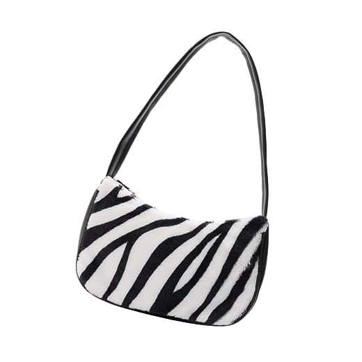 jojofuny 1 Pc Bolsa Para Las Axilas Bolsa De Vaca Bolsa De Cebra Bolso De Hombro Monedero y Bolsos Bolso Monedero Lindos Bolsos De Mano Felpa Mujer Impresión Bolso De Cuero