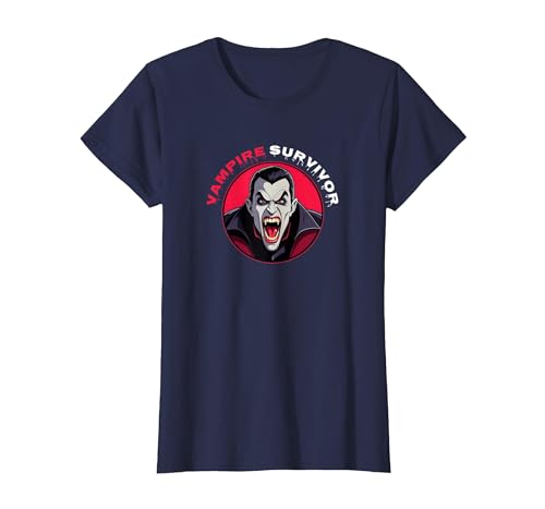 Vampire Survivor. I Survived The Undead | Vampire Lover T-Shirt, Women, Navy Blue, Small