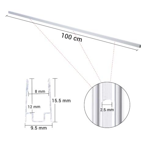 Image of Yescom 5Pack 3ft Commercial RGB Rope Light Aluminium Track Channel | 8x12mm, 1m Long Straight Mounting Rails, Ideal for indoor outdoor DIY, Compatible with 8x18mm Bilume RGBW