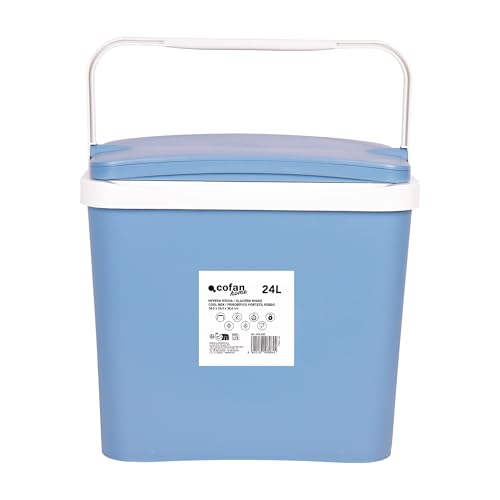 Cofan Nevera rígida de 24 litros | Color: Azul Claro | Material: Polipropileno