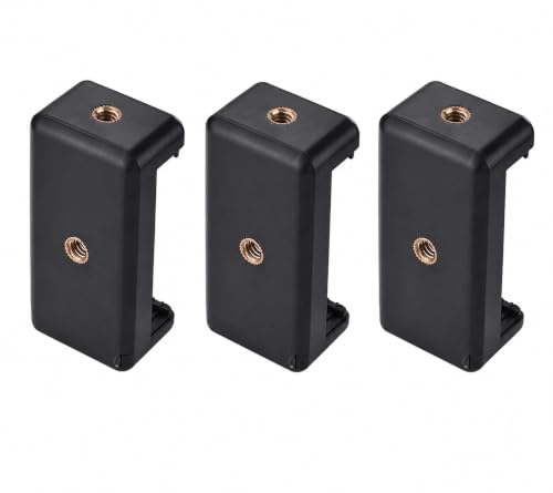 Image of INEFABLE Universal Monopod Holder Clip - Black (Pack of 3) - Compatible with Smartphones (2.2-3.6 inches) - Tripod & Monopod Mount - 360 Rotation - Secure Grip - ABS Plastic & Metal Springs
