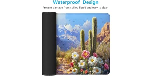 Mouse pad XXL de 800x400mm ideal para organizar tu oficina con un diseño de cactus 7