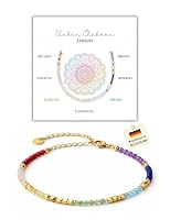 happymaker - Chakra Armband echte Steine - Perlenarmband Damen handgefertigt in Deutschland - Heilsteine Armband mit Initialen Anhänger - edle Geschenkverpackung