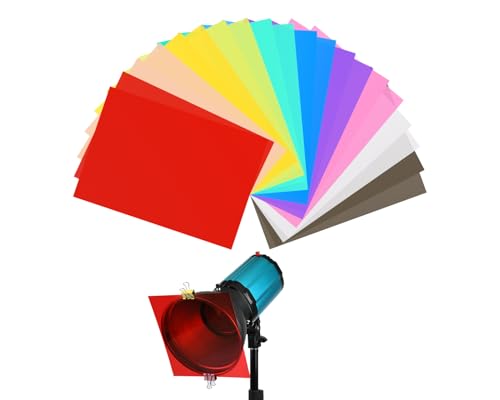 DS. DISTINCTIVE STYLE 20Pcs Lighting Gels A4 Sized Colored Plastic Sheets for Photography Transparent Colored Film to Cover Lights