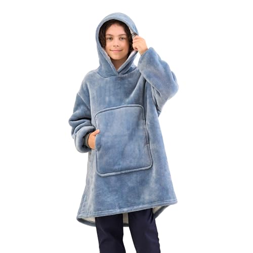 Ceruwum Gamer Hoodies for Boys Kids Hooded Sweatshirt Oversized Hoodie Blanket for Teens (Aqua Blue 8-9 Years)