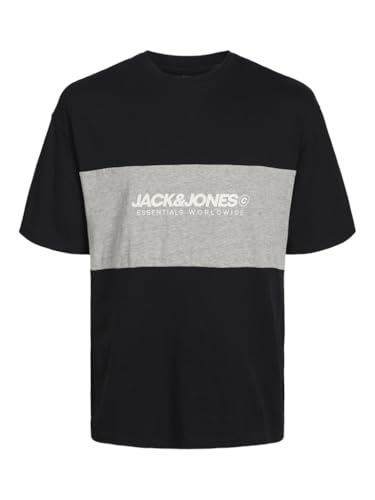 JACK&JONES JUNIOR JJELEGACY Blocking tee SS O-Neck MNI, Camiseta Niños, Black/Detail:Blocking,