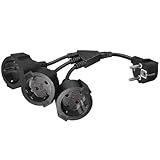  Strhowill Cordon d\'Extension et de Dérivation Schuko Europe 1 vers 3 Fiche Mâle Coudée 90° Schuko Euro vers 3 Prises Femelles Schuko - Cordon de Dérivation en Y (Noir, 30cm, 16A/250V)