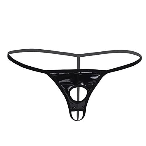 iiniim M-XL Bikini De Charol Brillante De Hombres Suspensorio Ropa Interior De Los Calzoncillos para Hombre Negro Negro K XXL