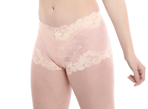 Image of Women Pink Lace Boyshort (Elpppnll18-P) | ELGANTE ELPPPNLL18-P