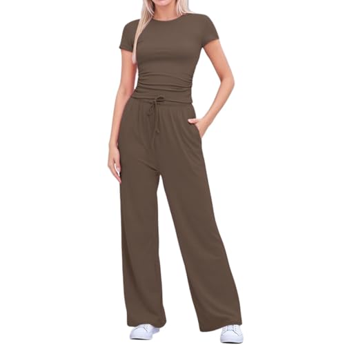 Survêtement 2 pièces femme à manches courtes et pantalon large fluide