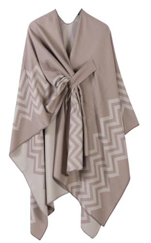 Women's Retro Pashmina Shawl Wraps Fashion Open Front Poncho Cape Large Cardigan Sweater Coat3