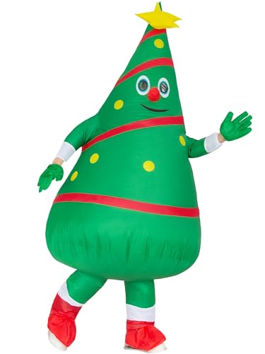 JYZCOS Disfraz inflable de árbol de Navidad para adultos, divertido disfraz de fiesta de Navidad, Verde, Large