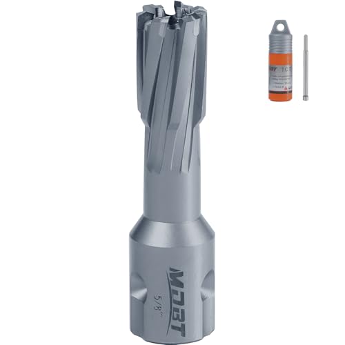 Image of TCT Annular Cutter, 5/8" Diameter and 1-3/8depth, Universal Shank Compatible with 3/4" Weldon Shark and Other Standard Tool Holder, Carbide-Tipped Annular Cutter Mag Drill Bit with Pilot Pin