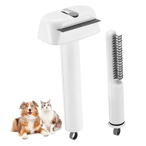Mipcase Pet Combing Brush Set 2 Pcs Deshedding Dog Brush Dematting Comb Easy Operation Lightweight for Travel