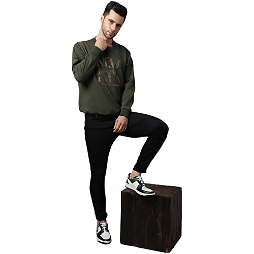 Image of Mack Jonney Fleece Round Neck Printed Sweatshirt for Men (Pack of 2)-SW 45 OLV 49 Sky 02-P