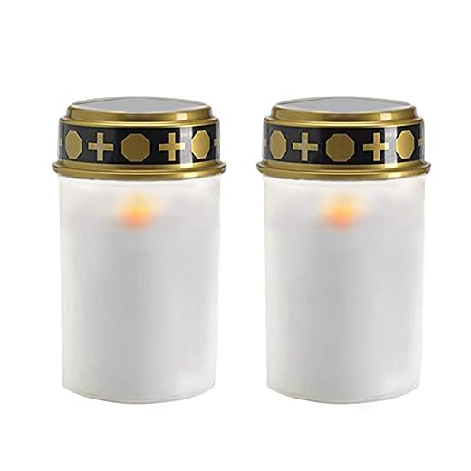 LED Sol te lampor flamless 2pcs vit grav ljus för kyrkogård grav med långvarig belysning LED Gravljus
