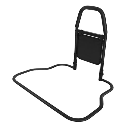 Sponde per letto per anziani, guida di sicurezza per letto con grande borsa portaoggetti, protezione per letto facile da installare, prevenzione delle cadute, supporta una pressione laterale di 136,1